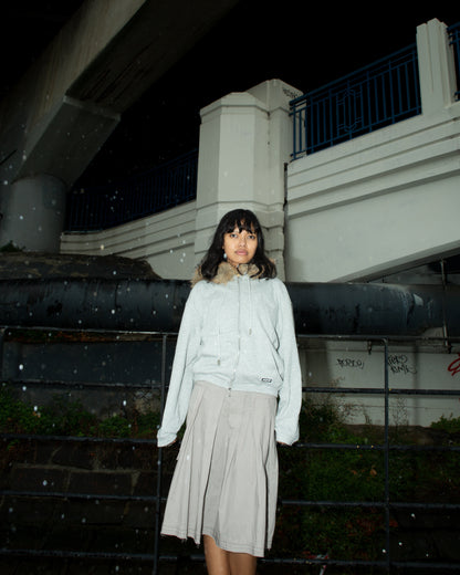 FUR ZIP HOOD GREY MARLE (SOFT CUT)