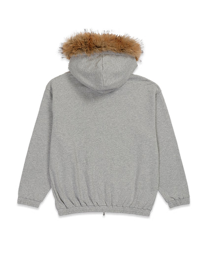 FUR ZIP HOOD GREY MARLE (SOFT CUT)