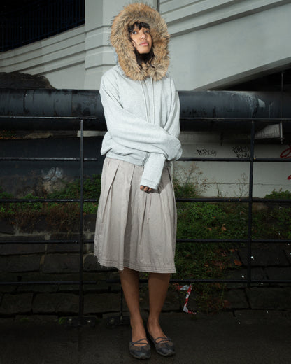 FUR ZIP HOOD GREY MARLE (SOFT CUT)