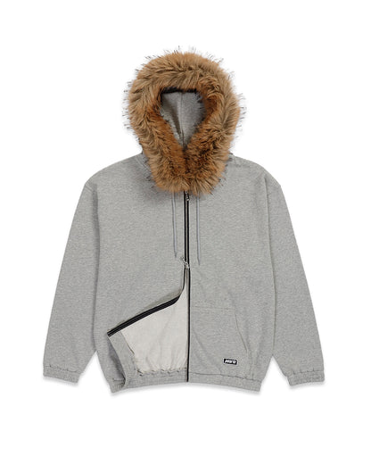 FUR ZIP HOOD GREY MARLE (SOFT CUT)
